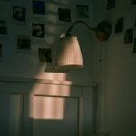 a lamp that is on in a room